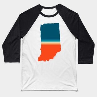 Indiana State Retro Map Baseball T-Shirt